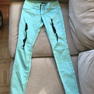 Mint- green Lovesick skinny jeans